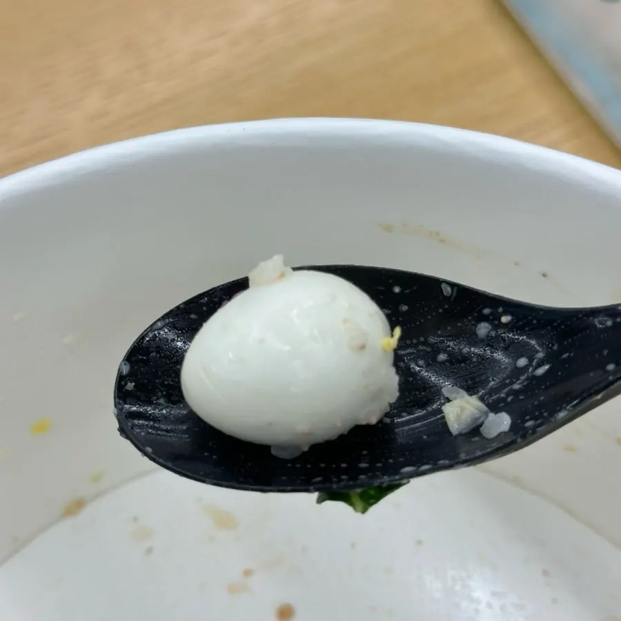 Quail egg included in the poke bowl