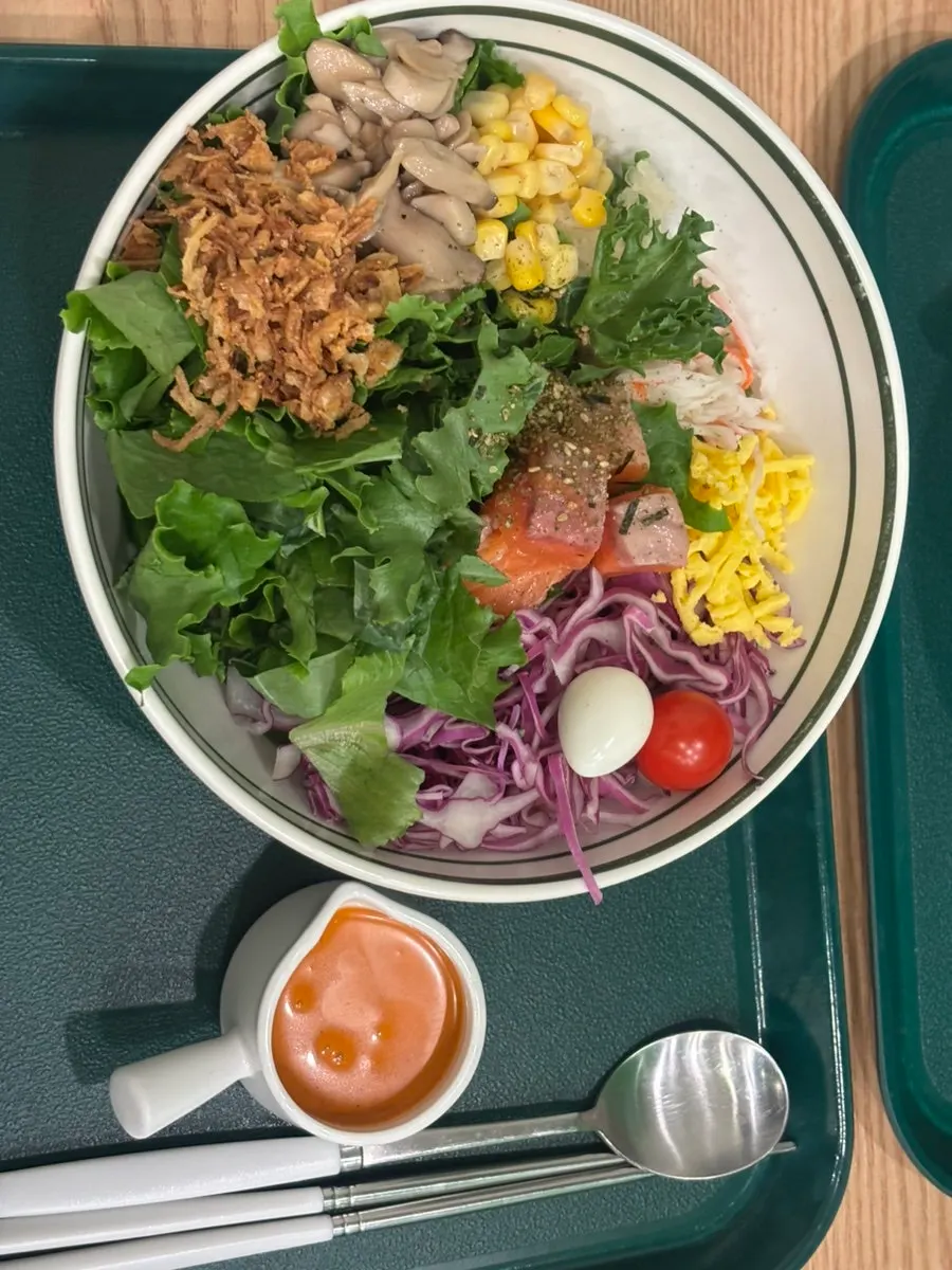 Real salmon bibim poke with gochujang mayo dressing