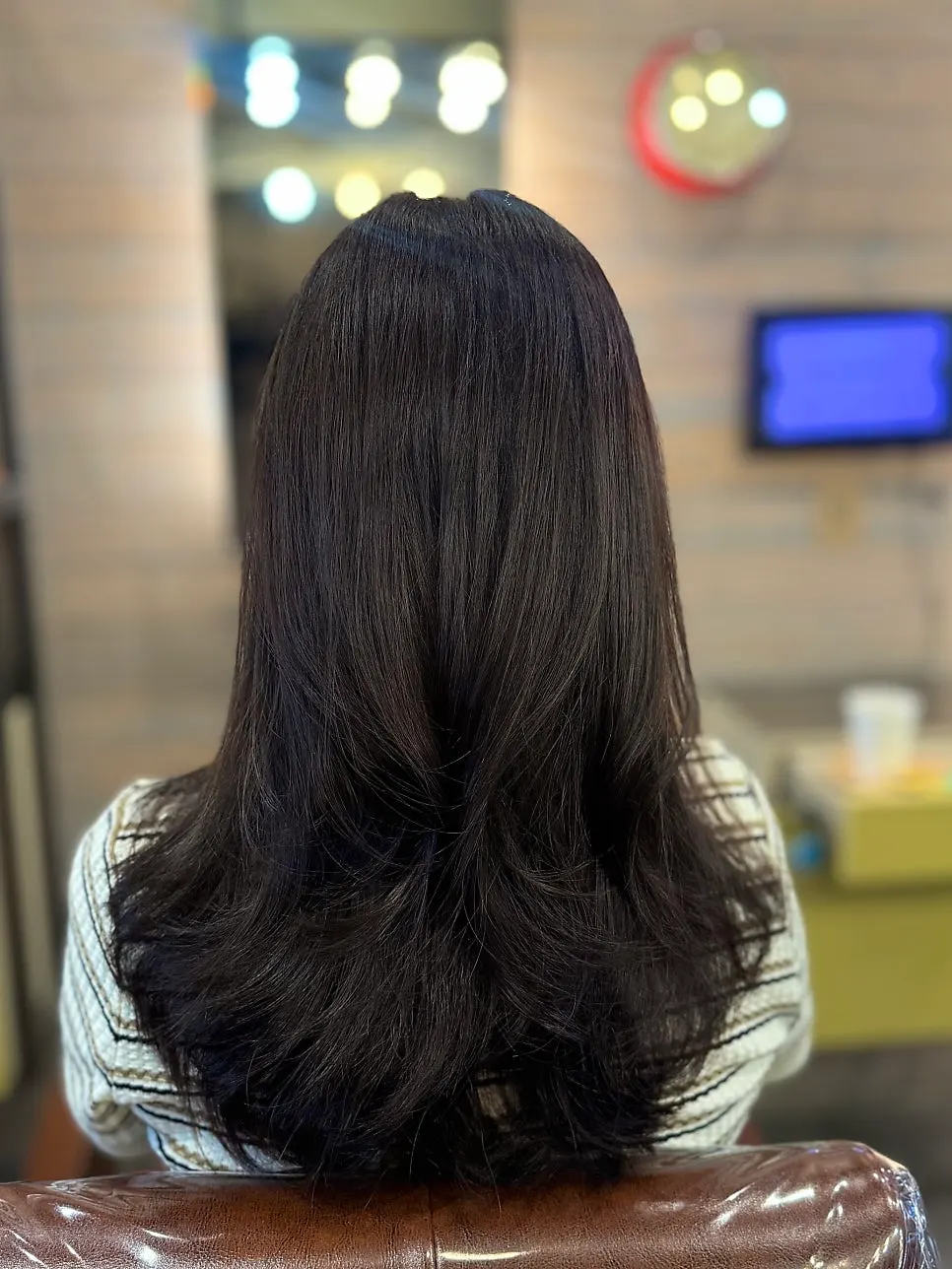Sectioned hair with dye applied