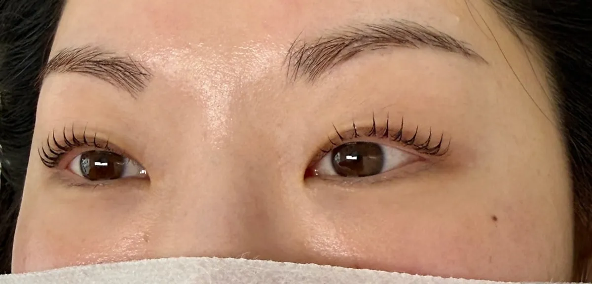Finished lash curl from the black clinic perm at Salon Dohe