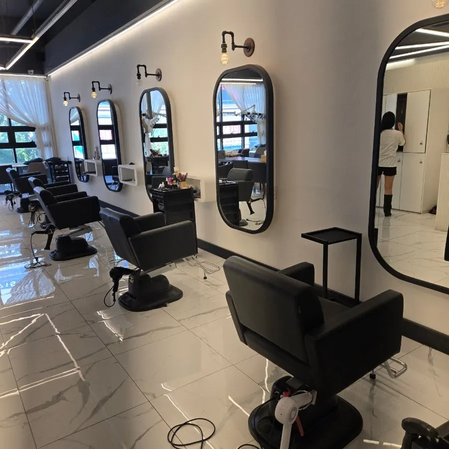 Neatly organized interior of the salon