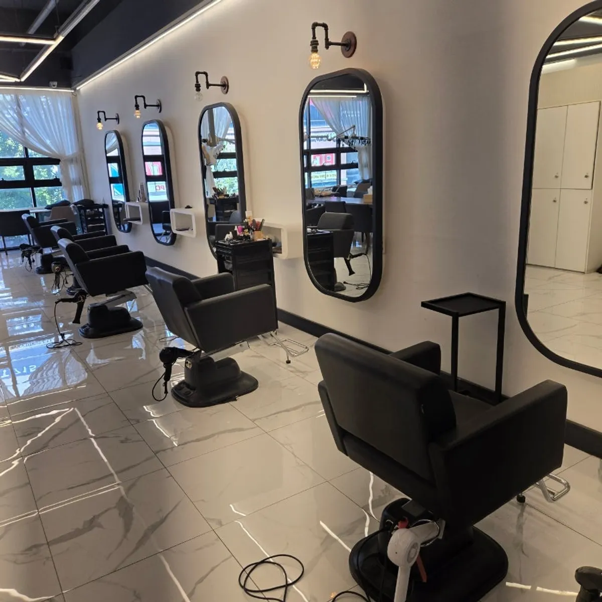Salon seats with generous spacing between them