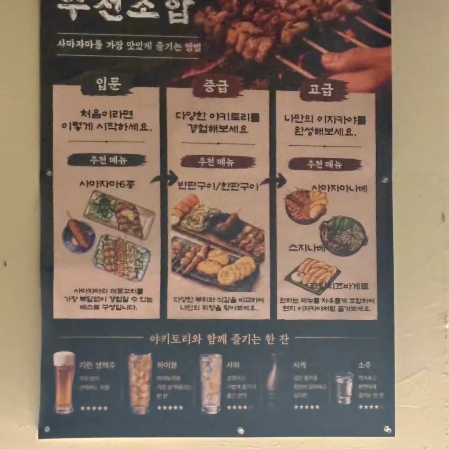 Recommended menu combination poster on the wall