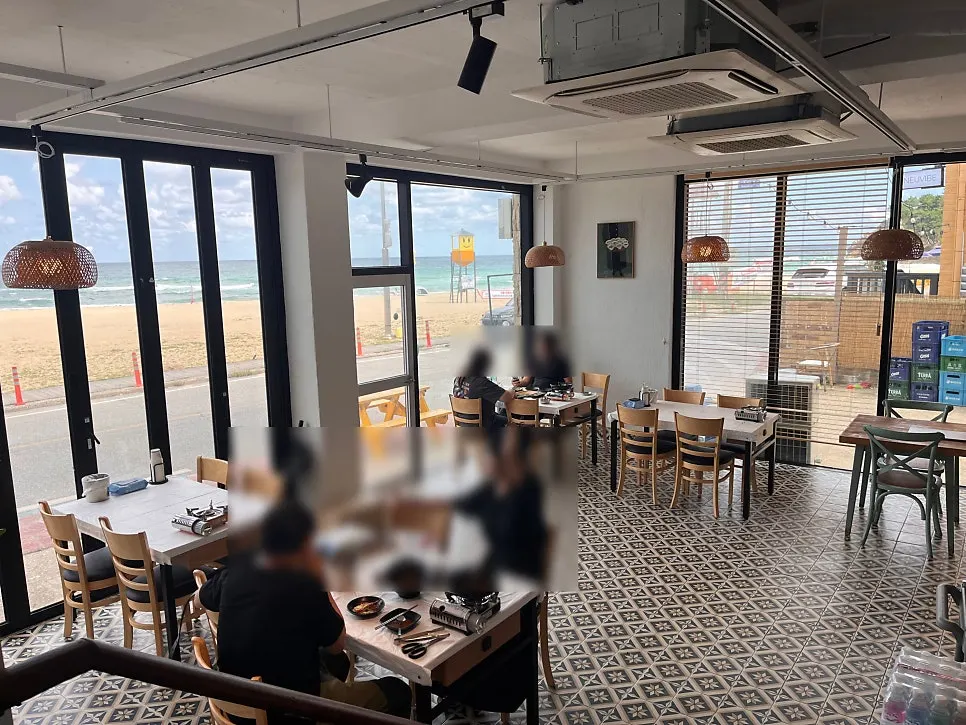 View of Jeungsan Beach through the window