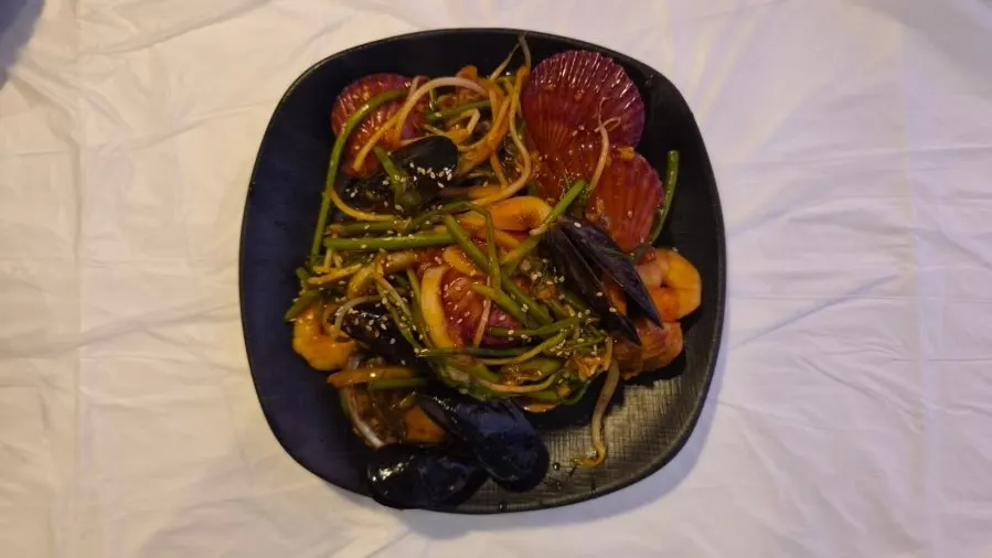 Seafood stew served as the first course