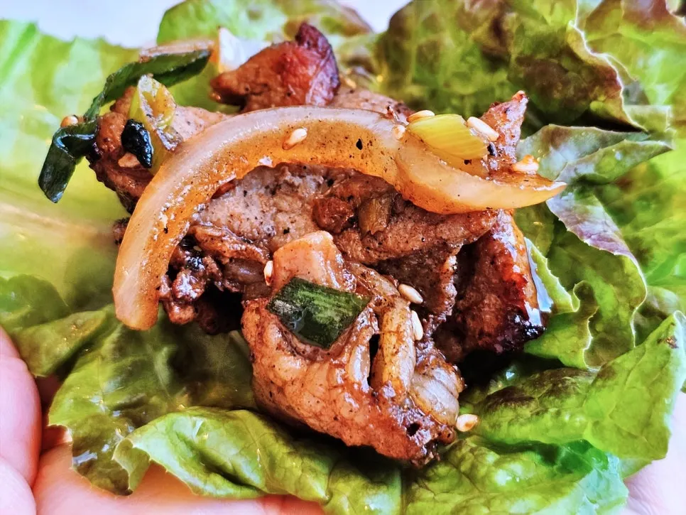 Soy garlic pork piled onto tofu