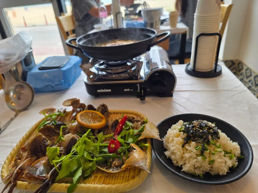 A whole soy-marinated crab at Samcheok Bomulseom