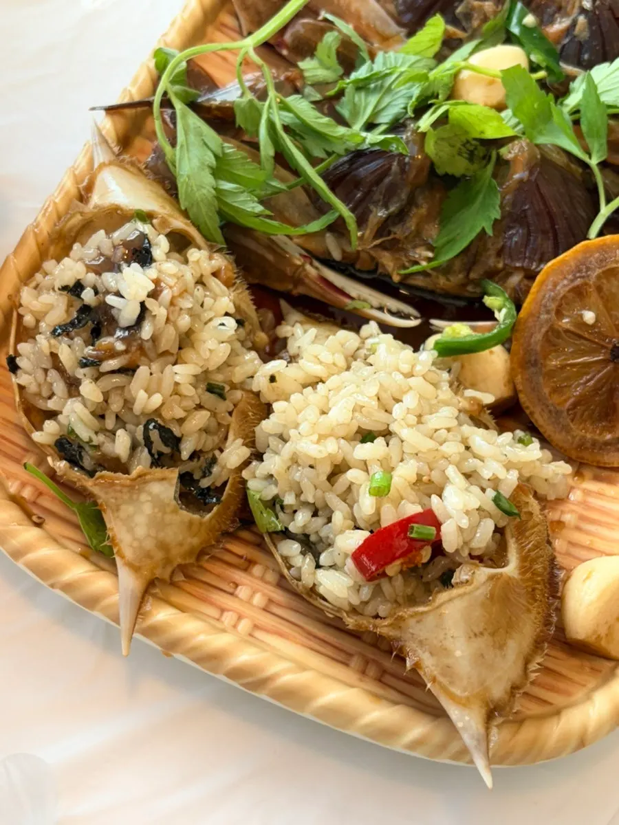 Soy-marinated raw crab eaten with rice