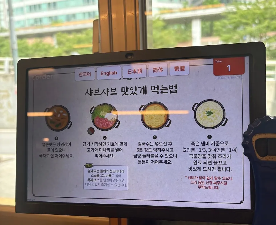 Minari, mushrooms, and beef shabu-shabu spread
