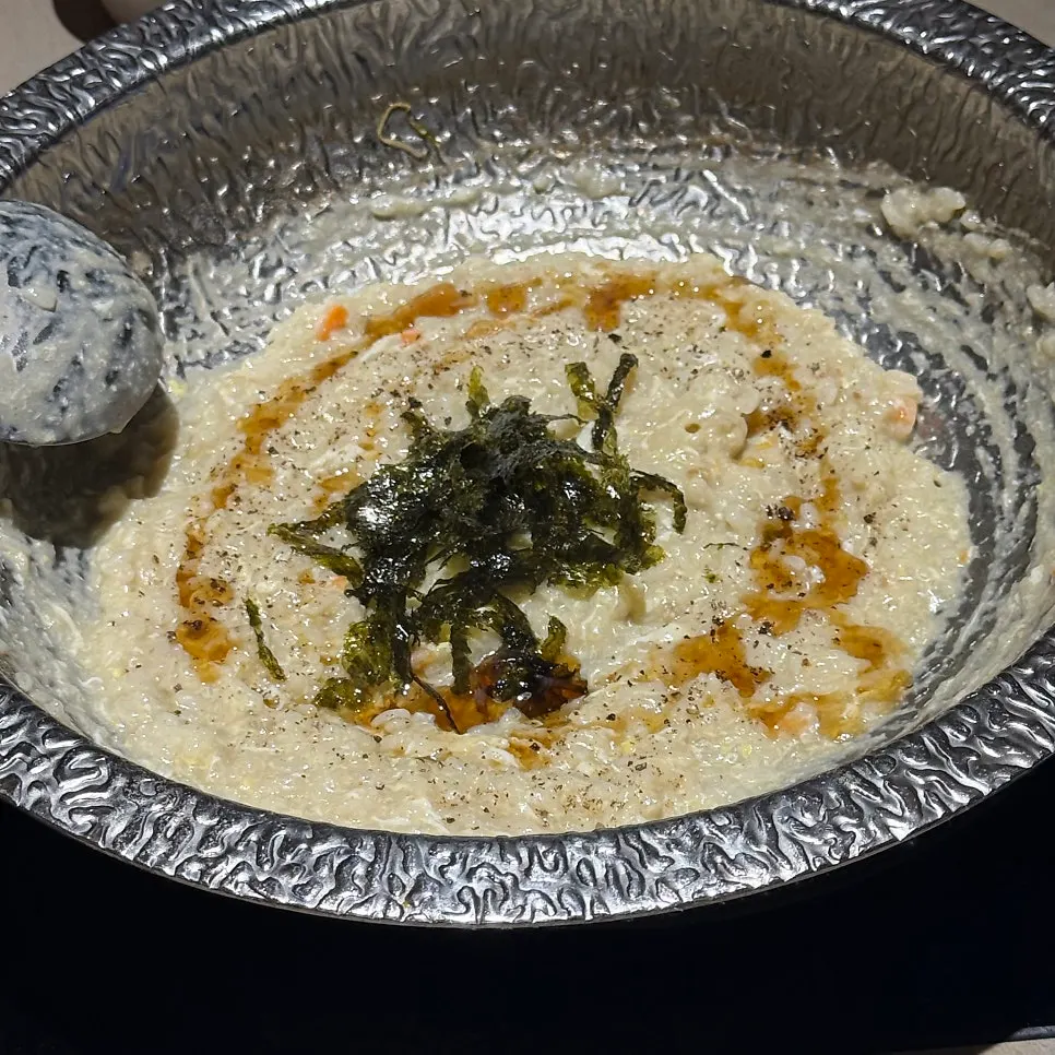 Juk made with shabu-shabu broth