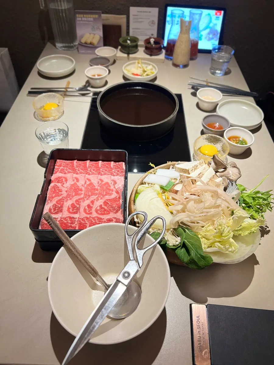 살치살 샤브샤브 식사 준비