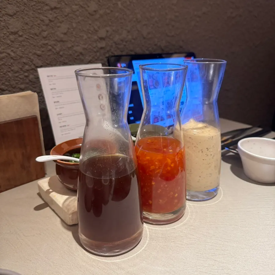 Shabu-shabu sauces prepared at the table