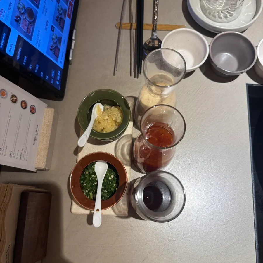 Sauce selection with chili peppers and garlic