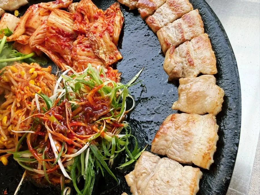 Kimchi grilled in pork belly fat