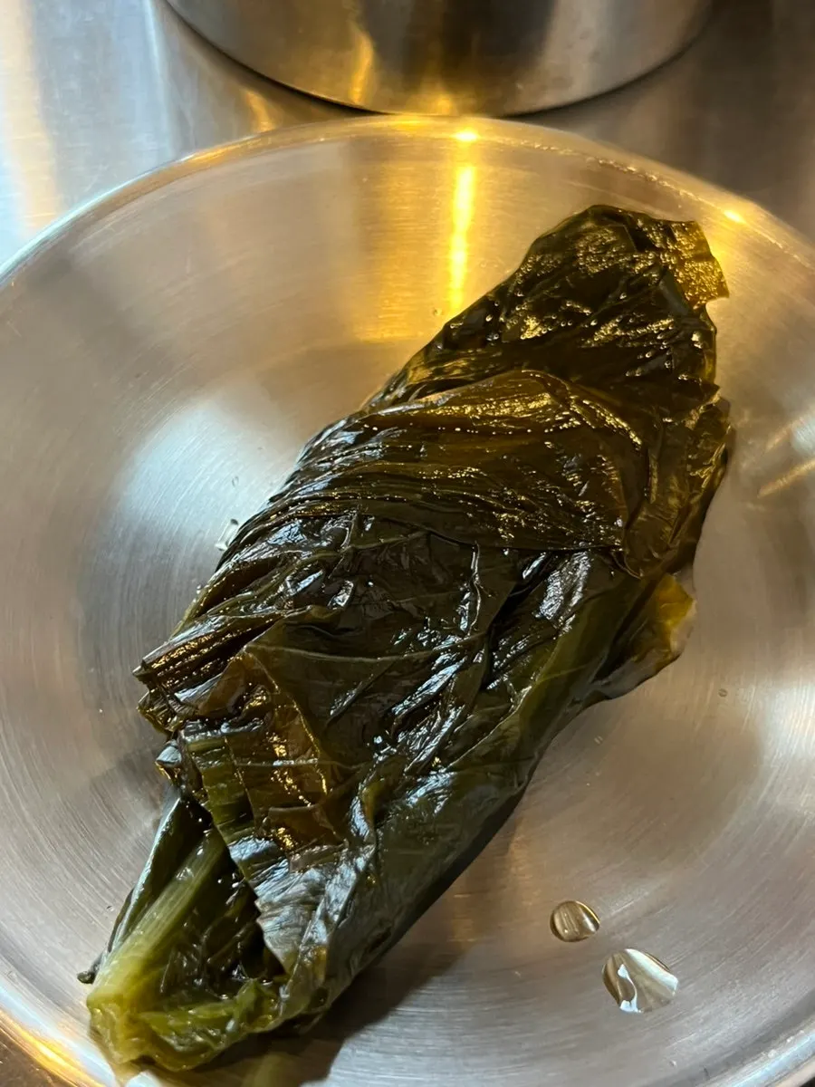 Individual dish with ssamjang, salt, and wasabi