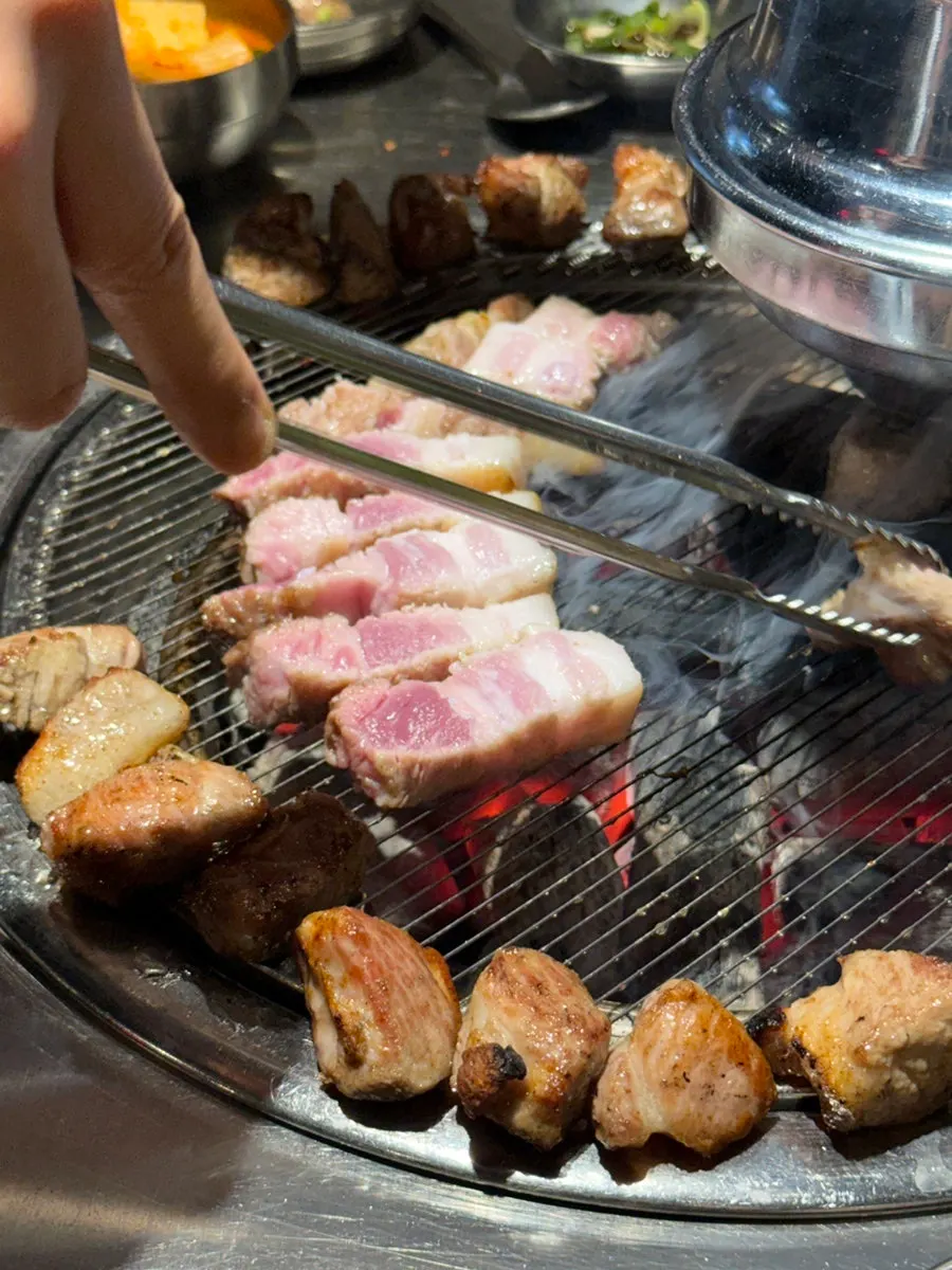 A piece of meat dipped in the special soy sauce