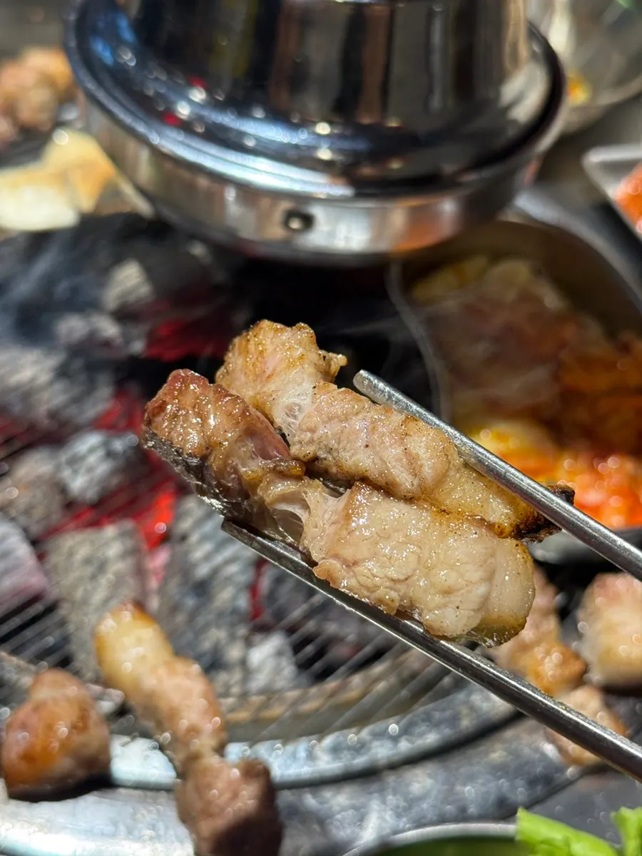 Golden-brown grilled pork belly