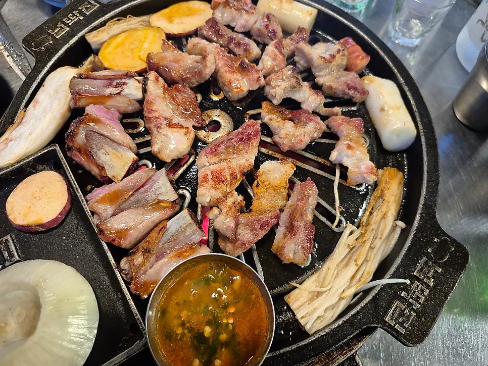 Black pork raw ribs grilled with a smoky char