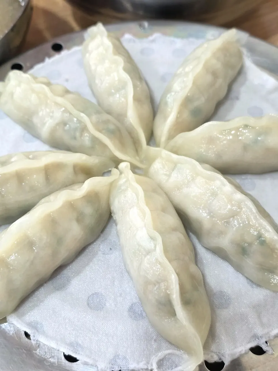 Glossy, translucent potato-dough dumpling skins