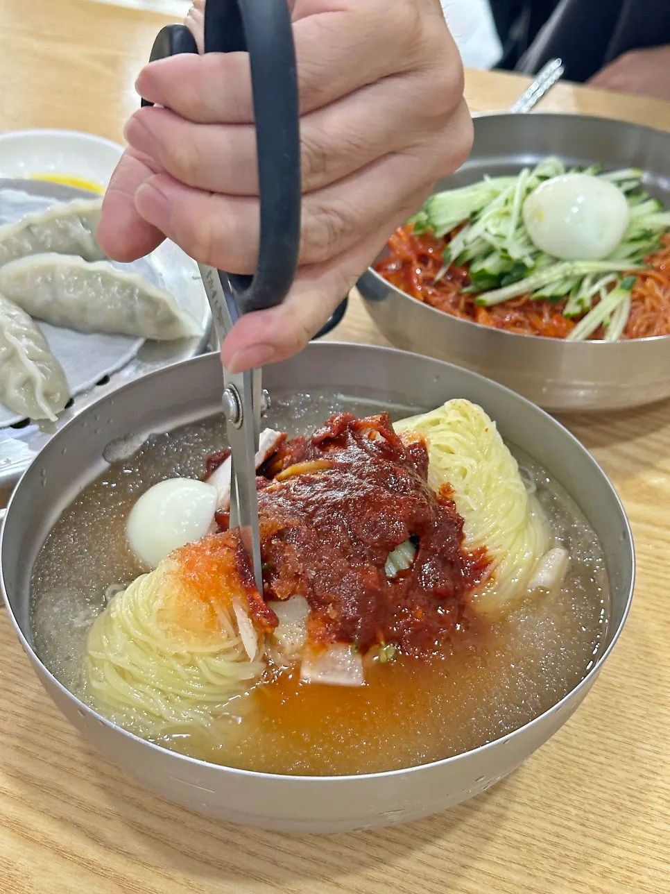 Double-portion mul-milmyeon topped with the house special sauce