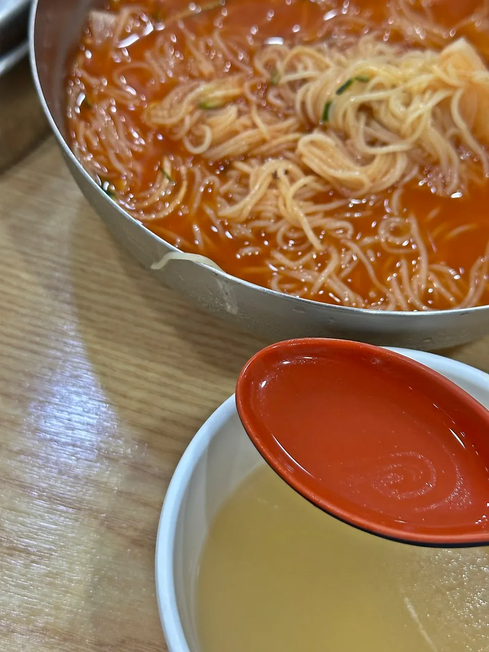Bibim-milmyeon mixed with gochujang-based sauce