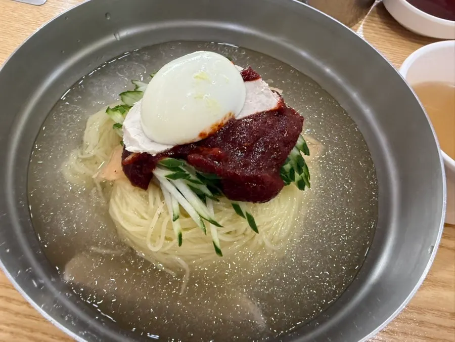 살얼음 육수의 물밀면과 고기고명