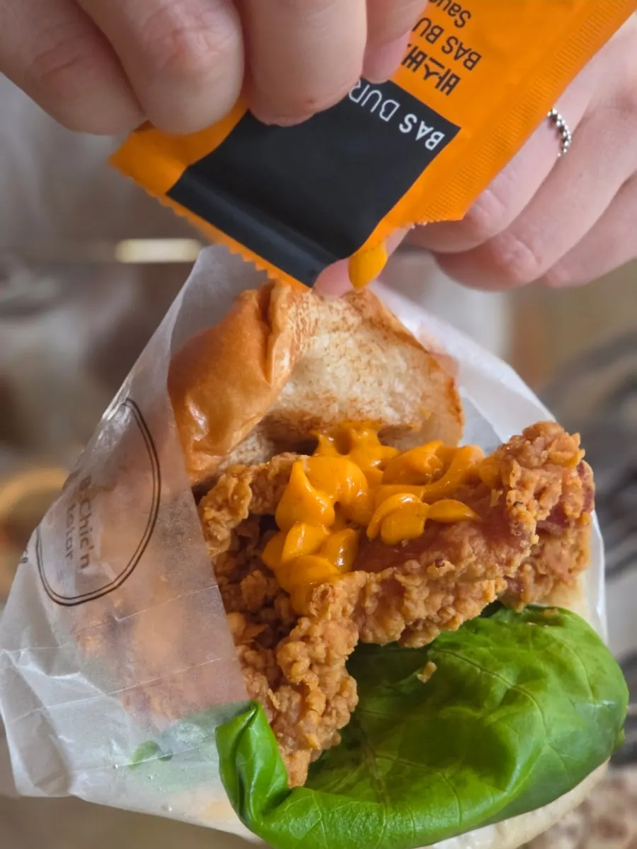 Chicken burger with lettuce