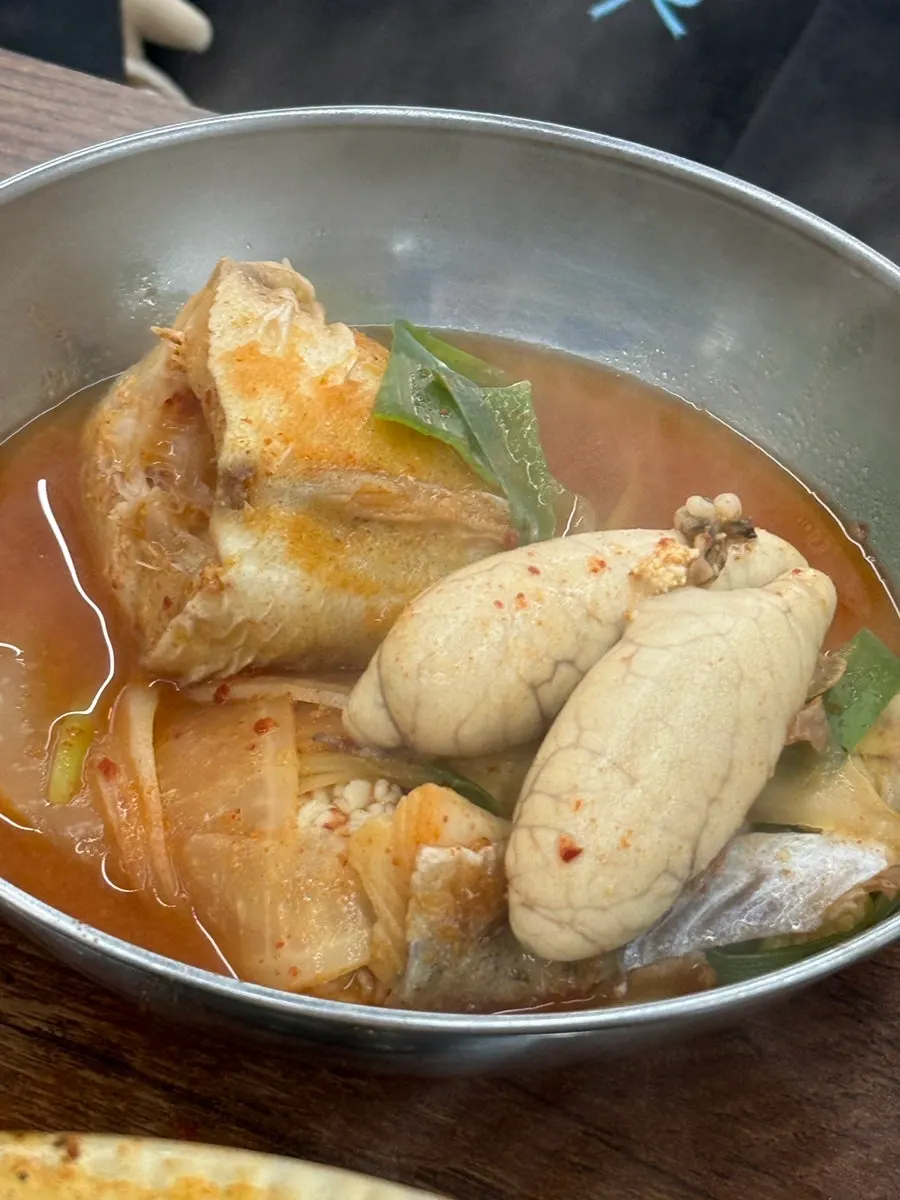 Pollack soup broth bubbling