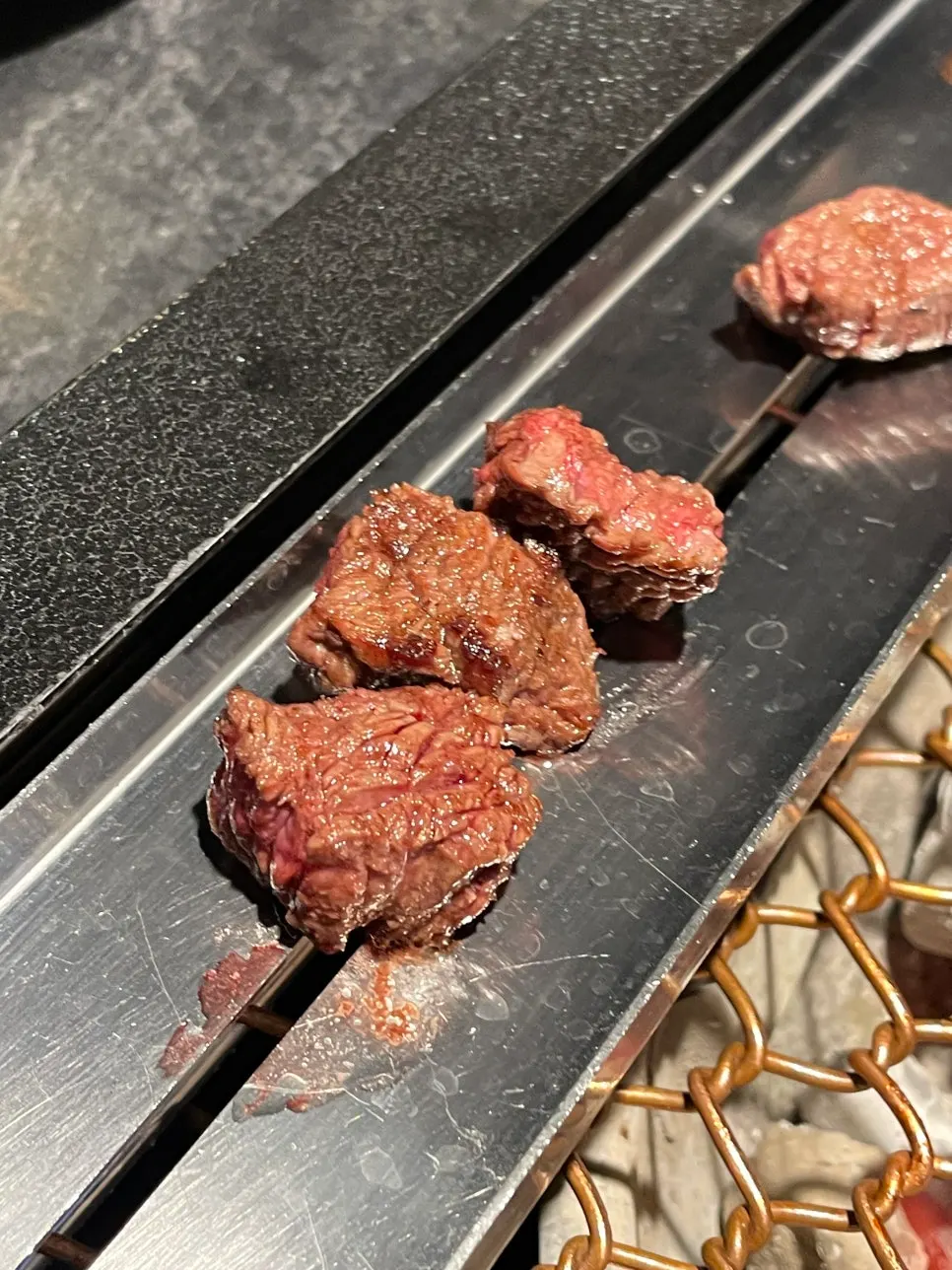 First look at the hanwoo browning on the grill