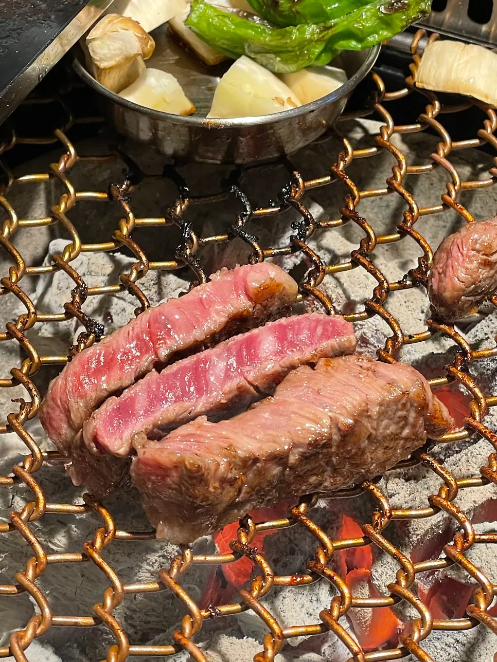 Hanwoo grilled browned outside and juicy inside