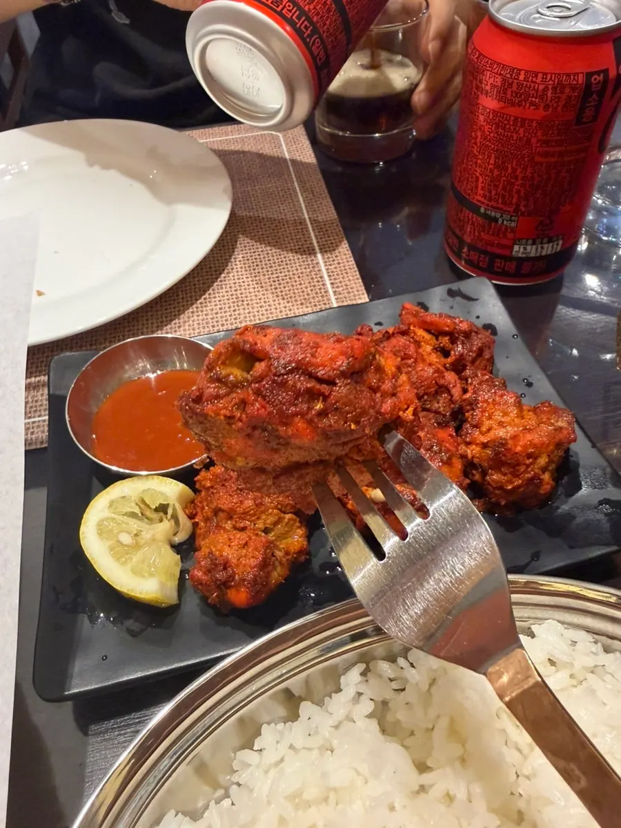 커리와 밥 조합 클로즈업