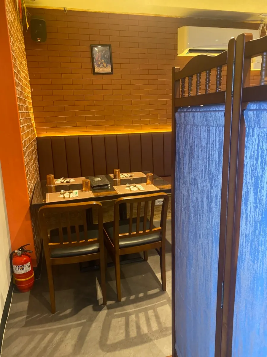 Dining area in the Indian restaurant