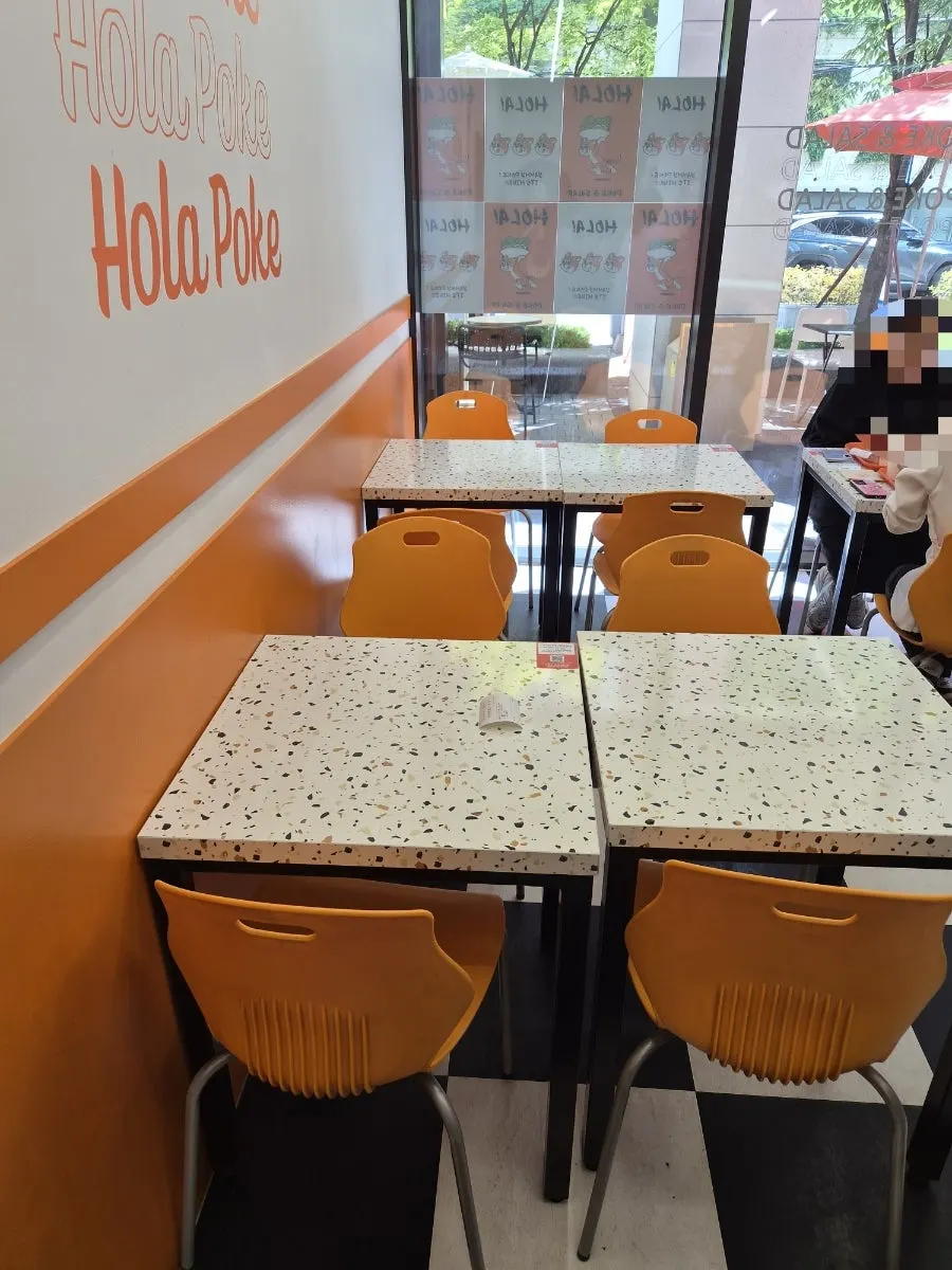 Menu board and counter at Ola Poke Samseong Branch