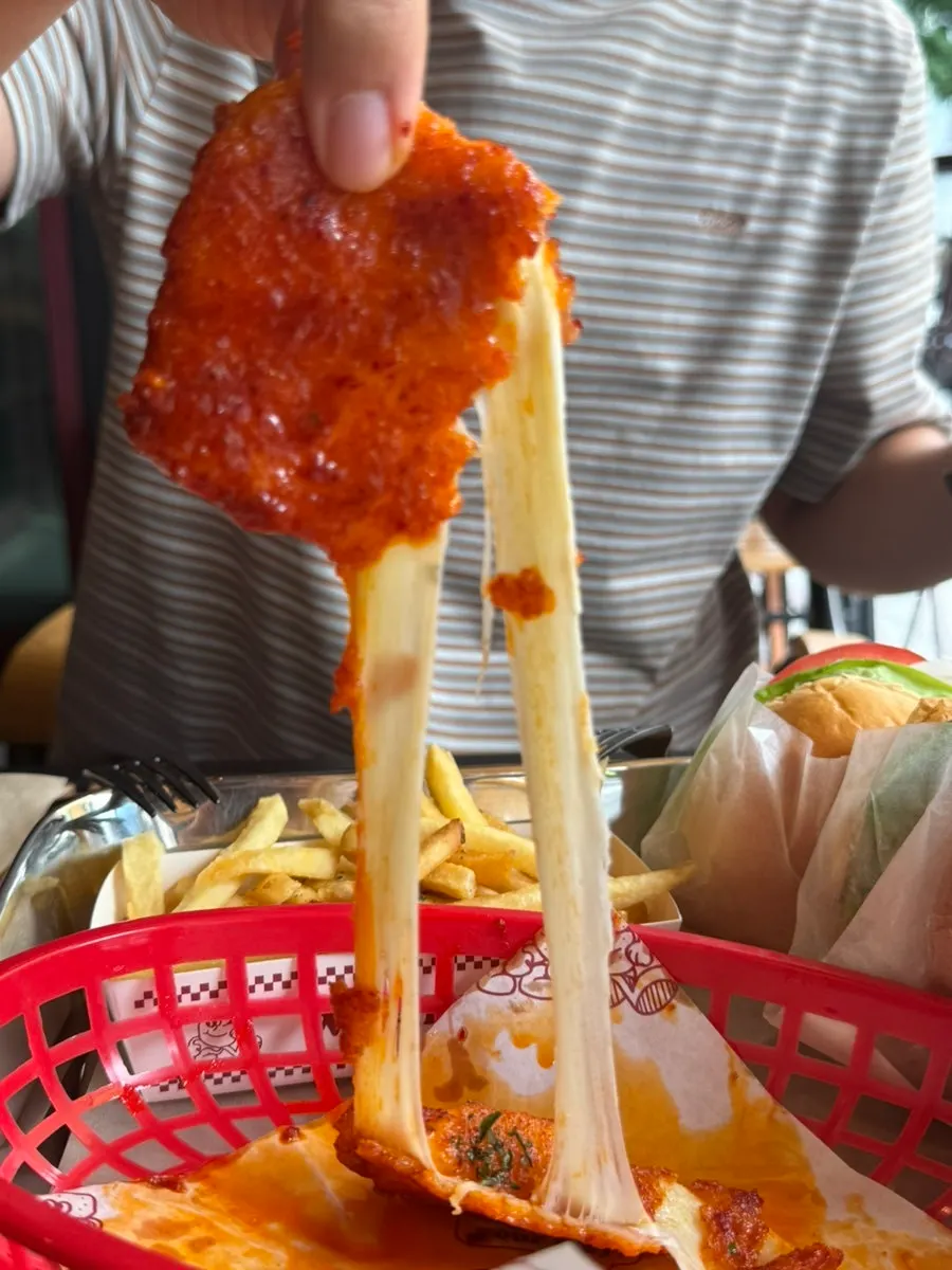 Cheese bar with stretchy mozzarella