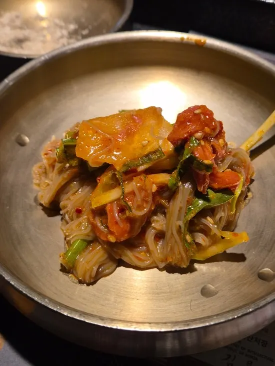A bowl of Hamhung-style yukhoe bibim naengmyeon
