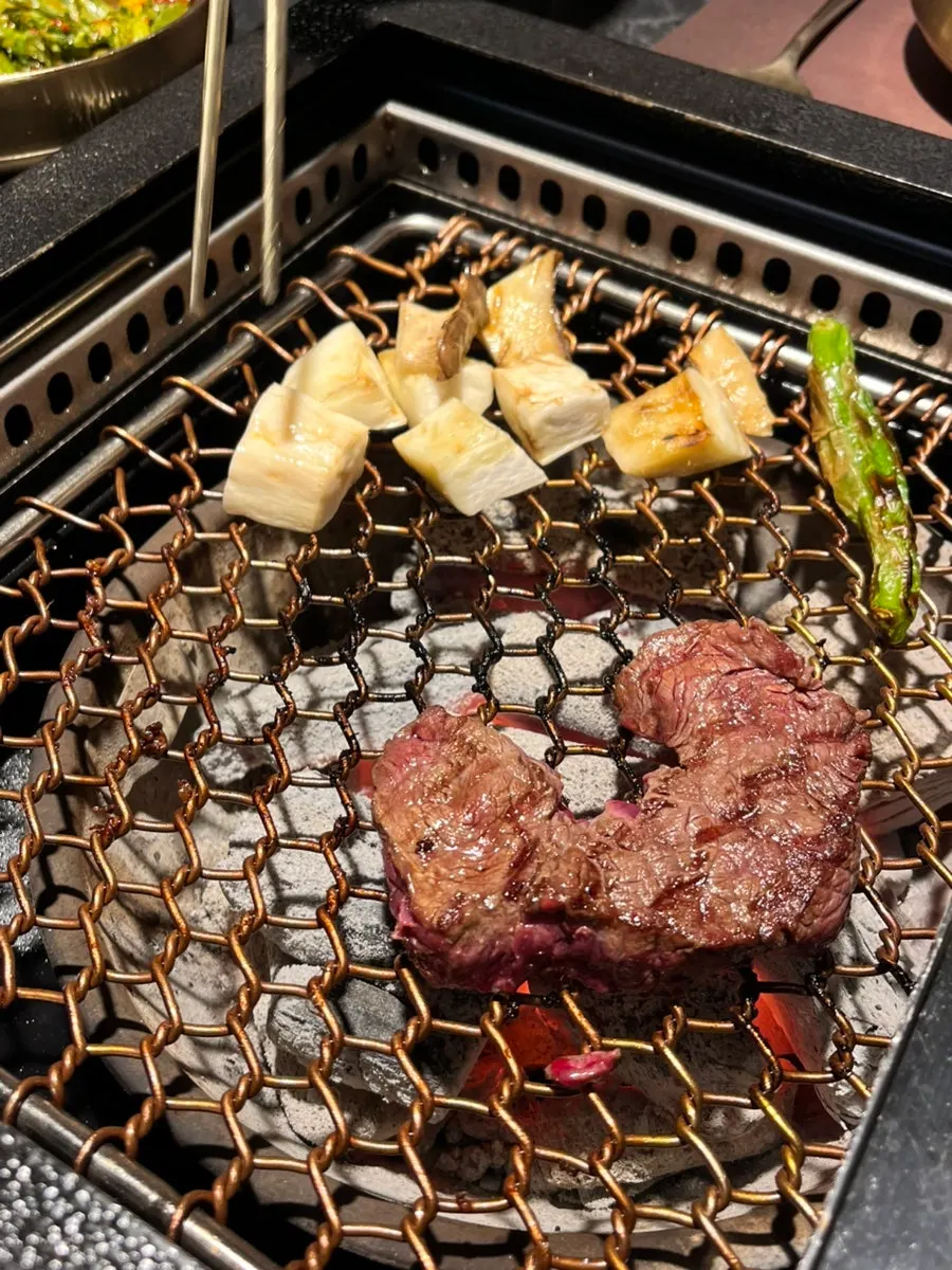 A grilled piece of hanwoo tenderloin