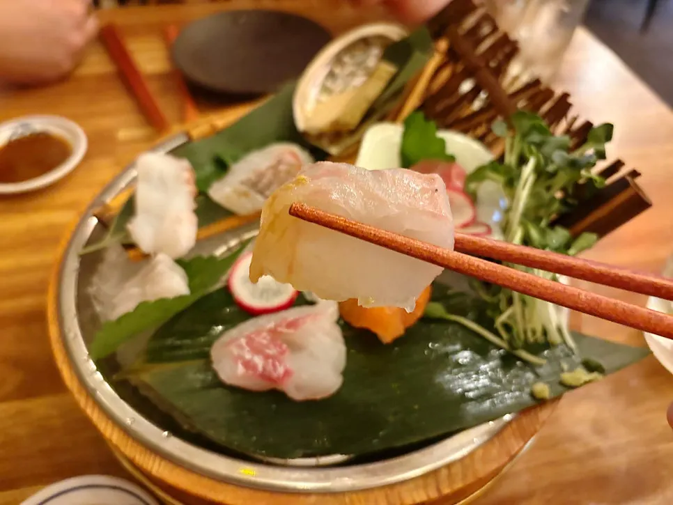 Glossy seasonal sashimi for two