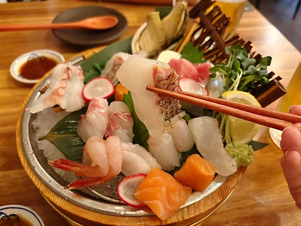 Aged sashimi made with several kinds of fish
