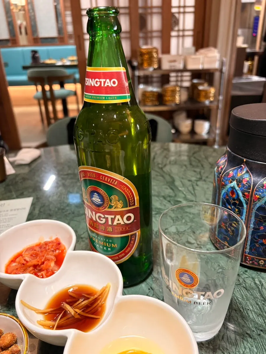A 640ml bottle of Tsingtao beer
