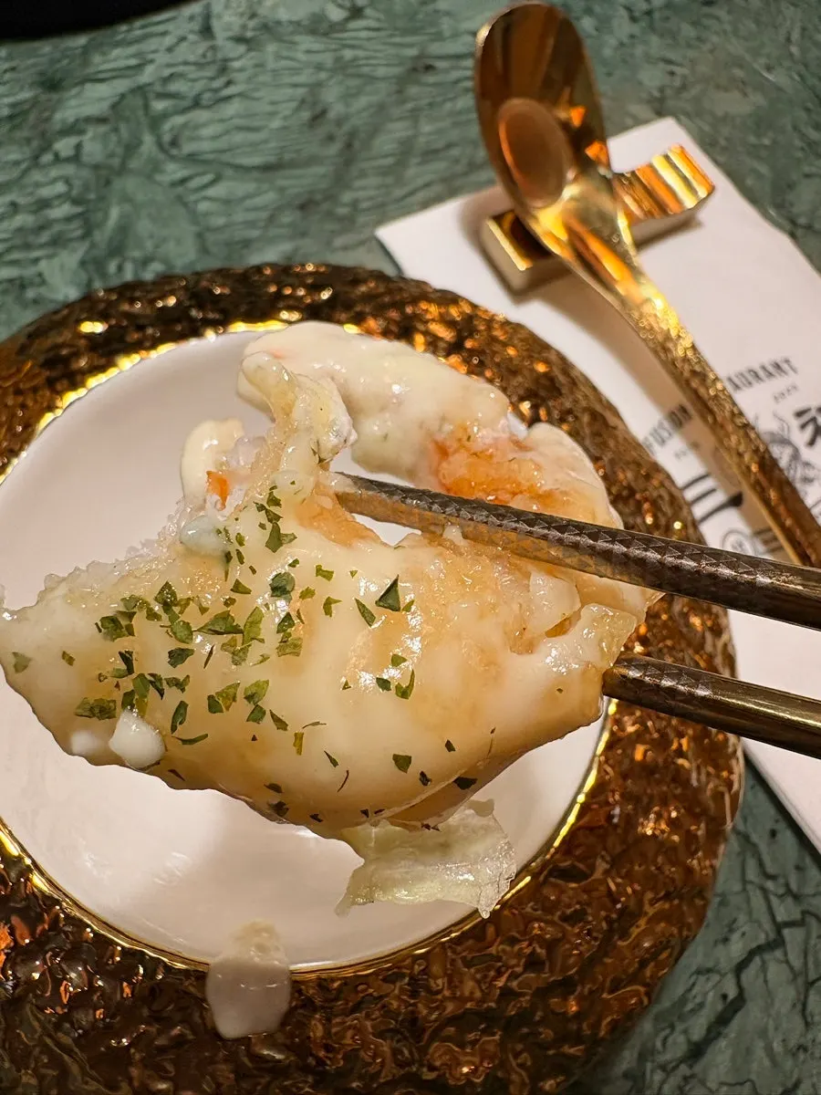 A single large, springy piece of cream shrimp