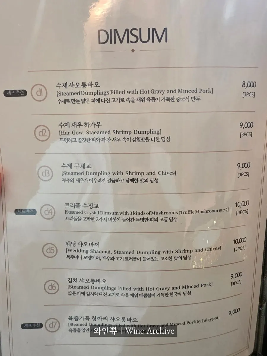 A page from the Samsin Garosu-gil menu