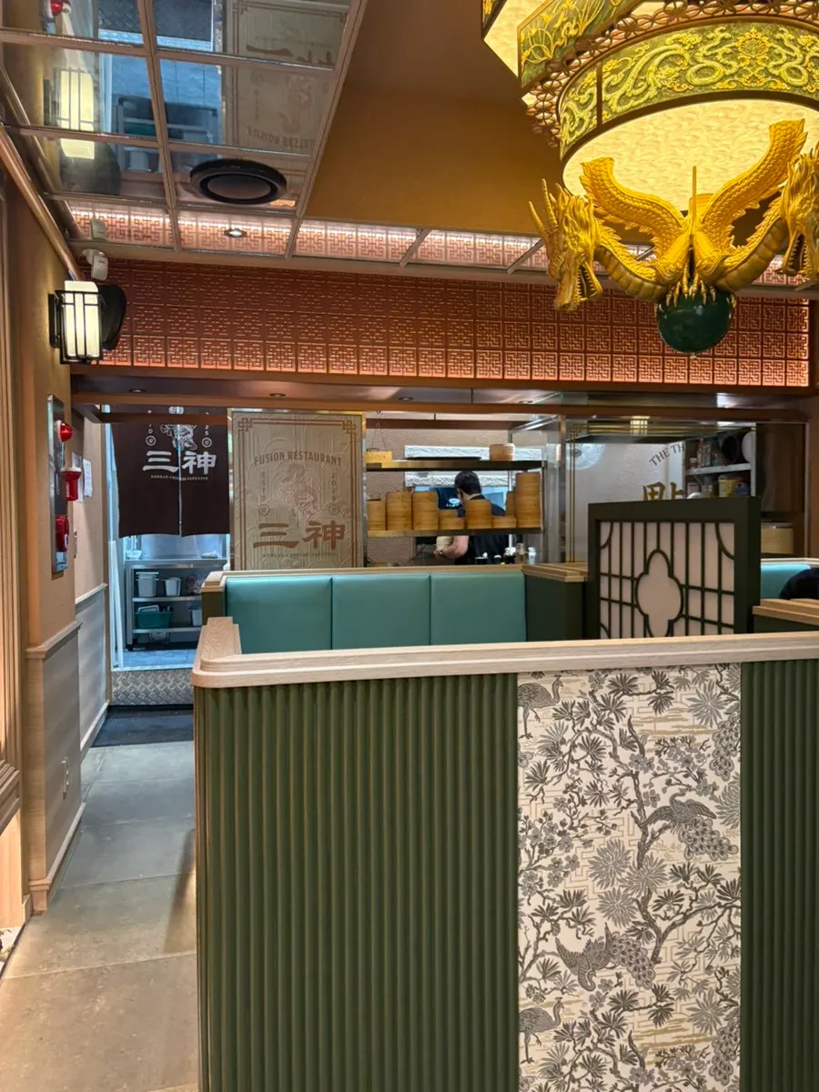 Hall interior featuring custom-made dragon figures