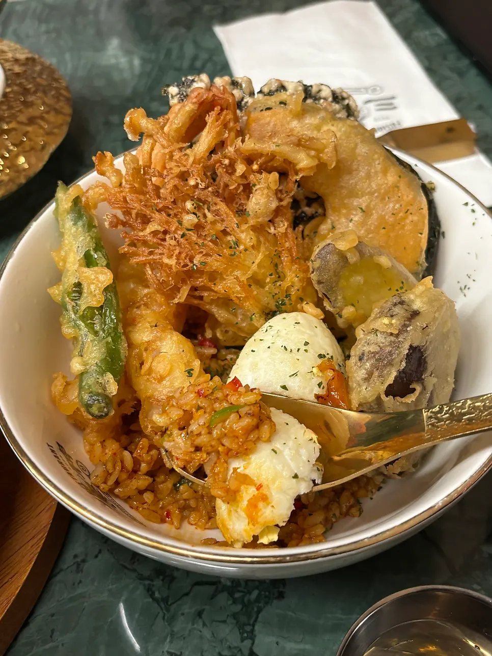 Mini jjamppong broth packed with seafood and vegetables