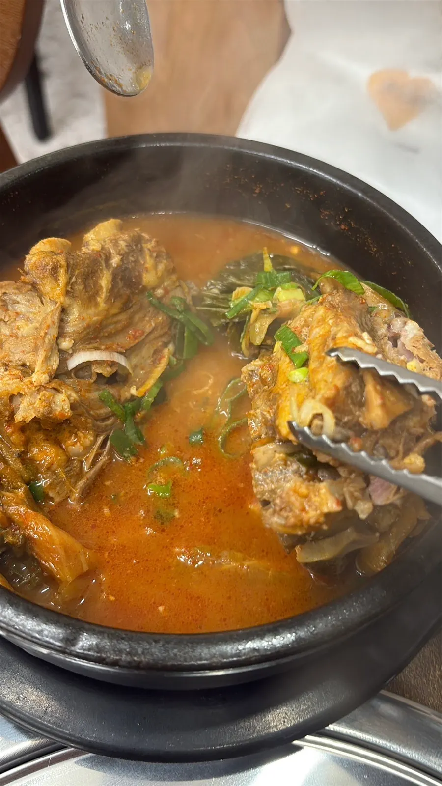 Gamjatang hot pot simmering