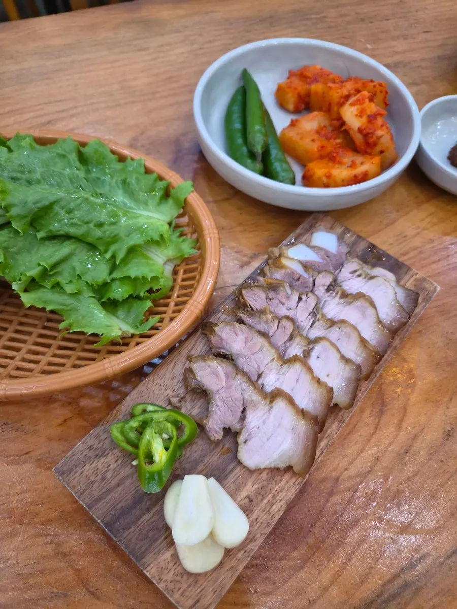 Plate of boiled dombe pork