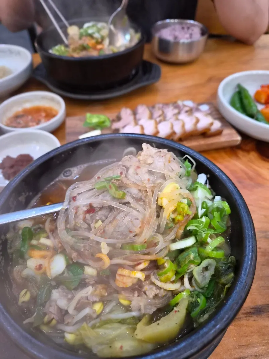 Haejangguk packed with meat, glass noodles, and cabbage
