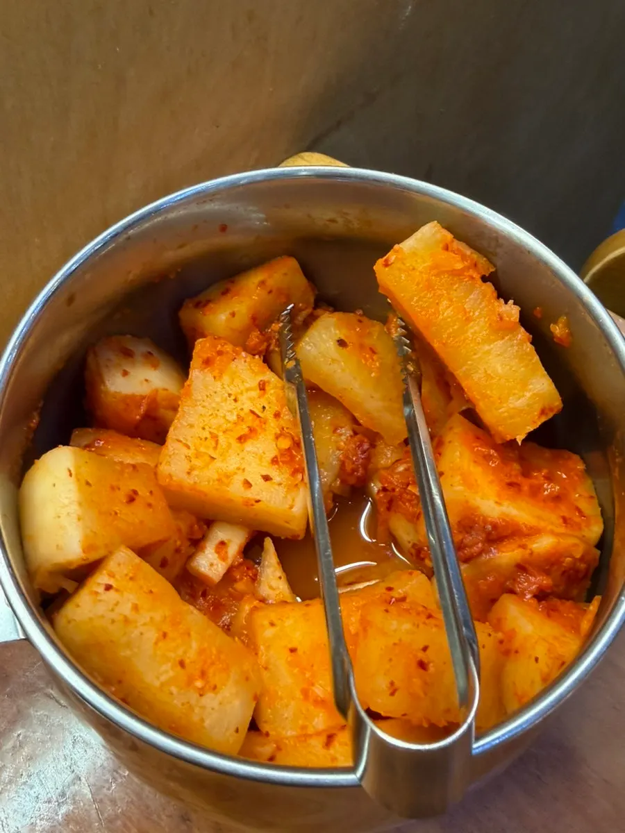 Plate of crisp pickled radish