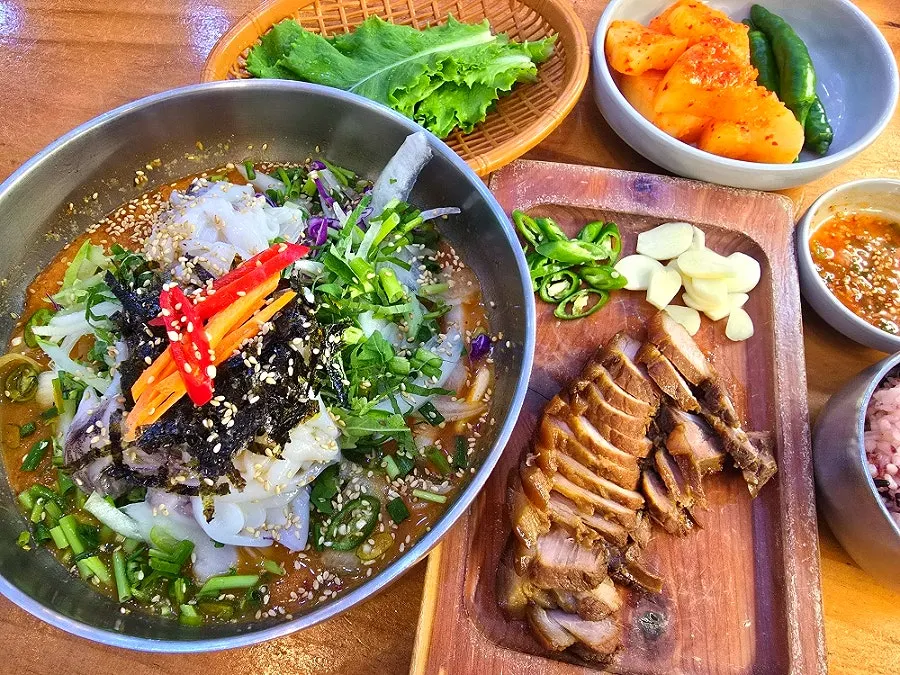 Generously laid-out dishes on the table