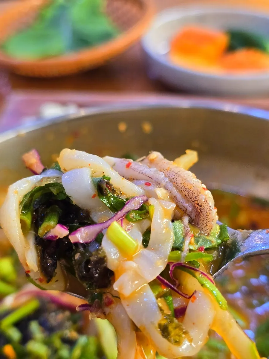 Close-up of chewy squid in the mulhoe