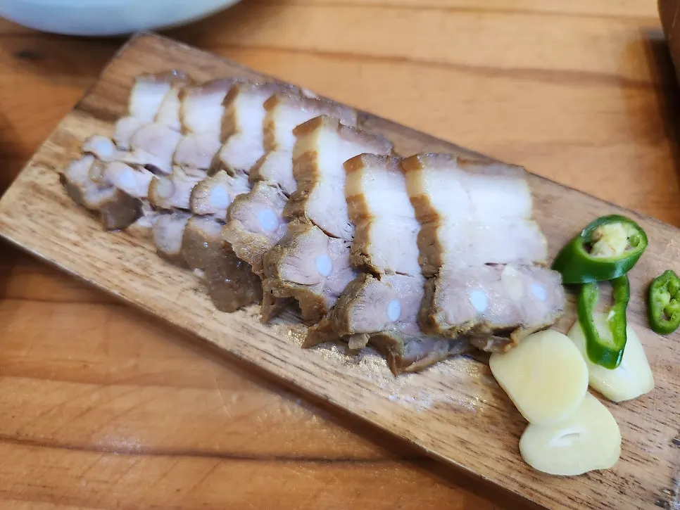 A plate of Jeju dombe pork from the set